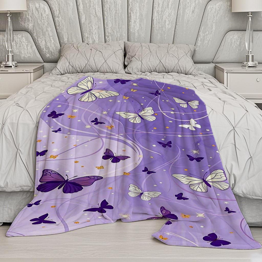 Butterfly Pattern Blanket Microfiber Flannel Cover Blanket Bedroom Living Room Sofa Soft And Comfortable Home Decoration