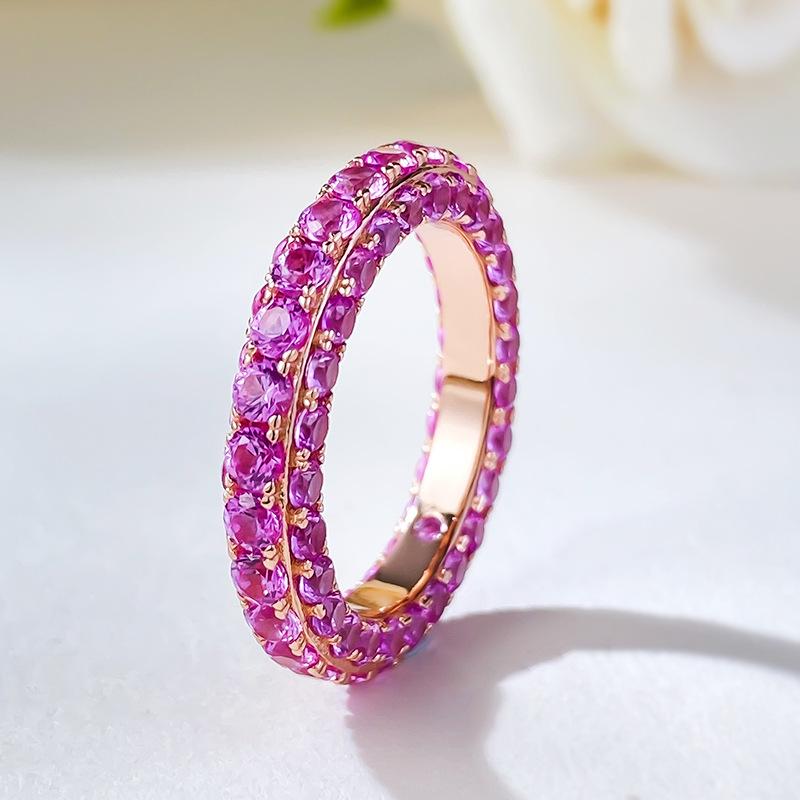 Chic Tri-Sided Full Diamond Ring: European & American INS Style, Luxurious Single Row Design, Versatile Fashion Jewelry