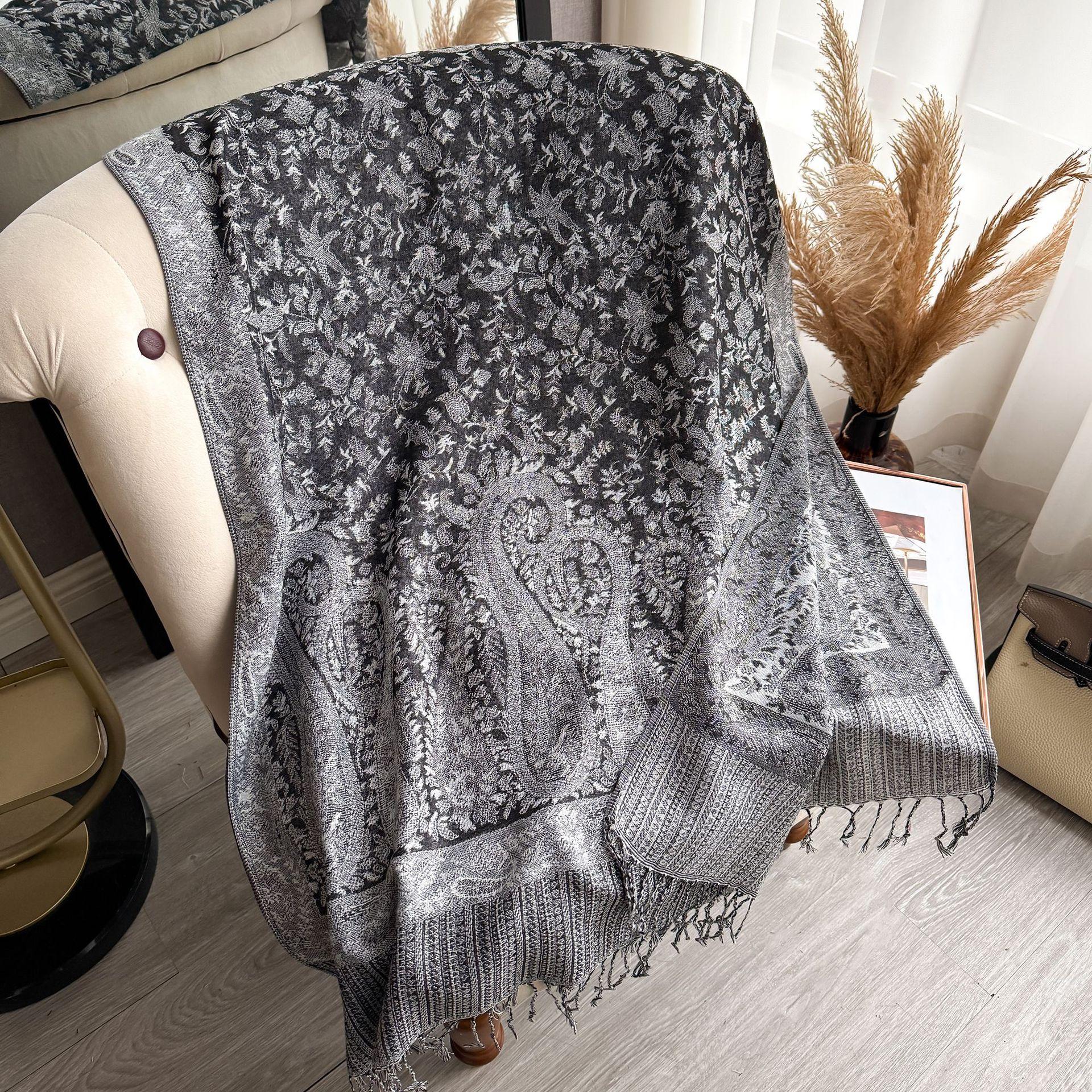 

Весенний, Осенний и Зимний Новый Шарф из Имитации Кашемира Женская Мода Этнический Стиль Кашемировый Длинный Шарф-Шаль с Бахромой 195*70CM серый