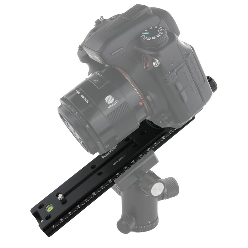 Haoge 200mm Nodal Slide Double Dovetail Focus Rail Plate with Metal Quick Release Clamp, 70mm Plate, for Camera Panorama Close-up Macro Photography, A