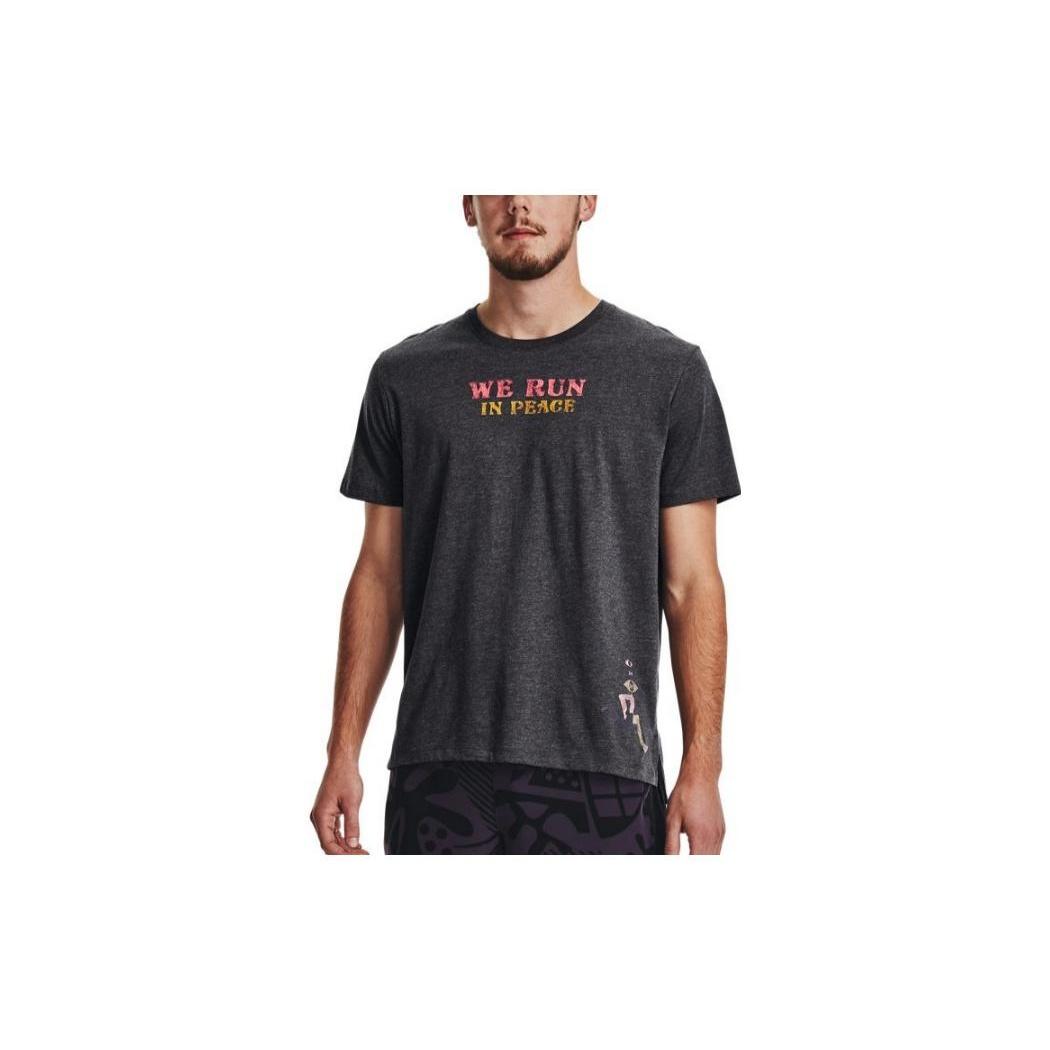 Under Armour We Run In Peace T-shirt Washed Black Men s 1376986-001 L
