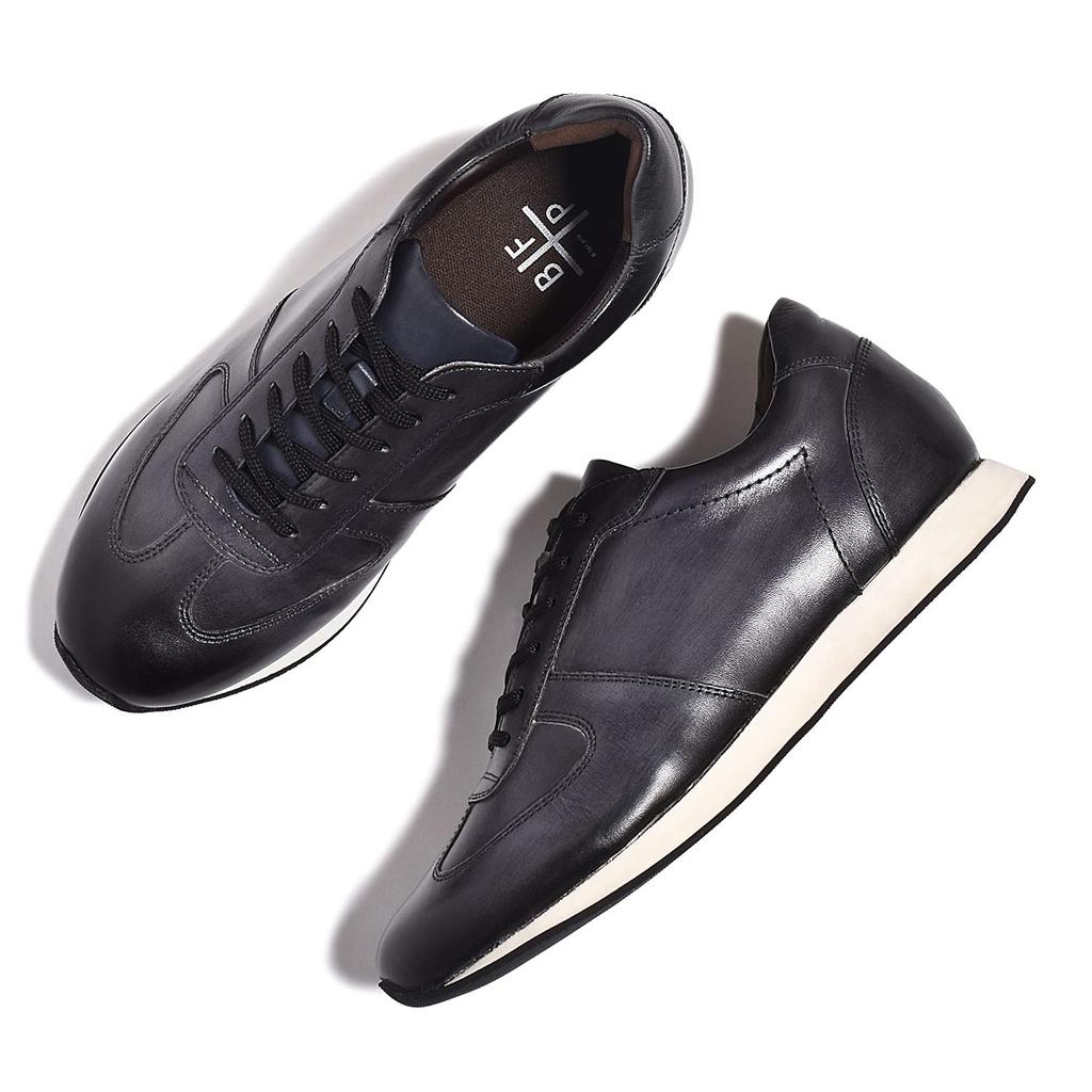 For B for Piu Leather Sneakers Tea Toe Smooth Gray Casual Shoes [B Piu] Men's KBC-1 25.0