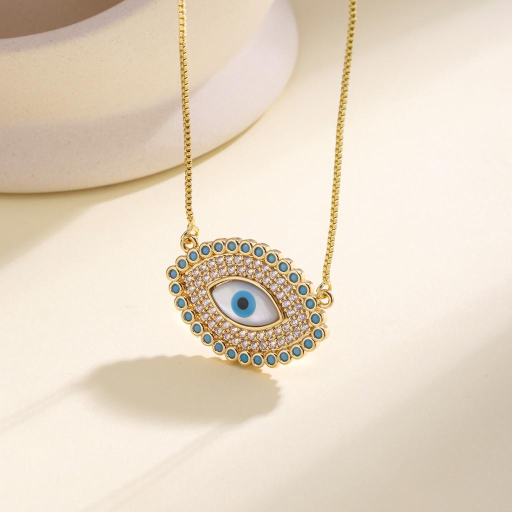 Nidin Türkische Evil Eye Anhänger Halsketten für Frauen Zirkonia Emaille Herz Flügel Charme Schlüsselbein Kette Glücksbringer Schmuck Geschenke