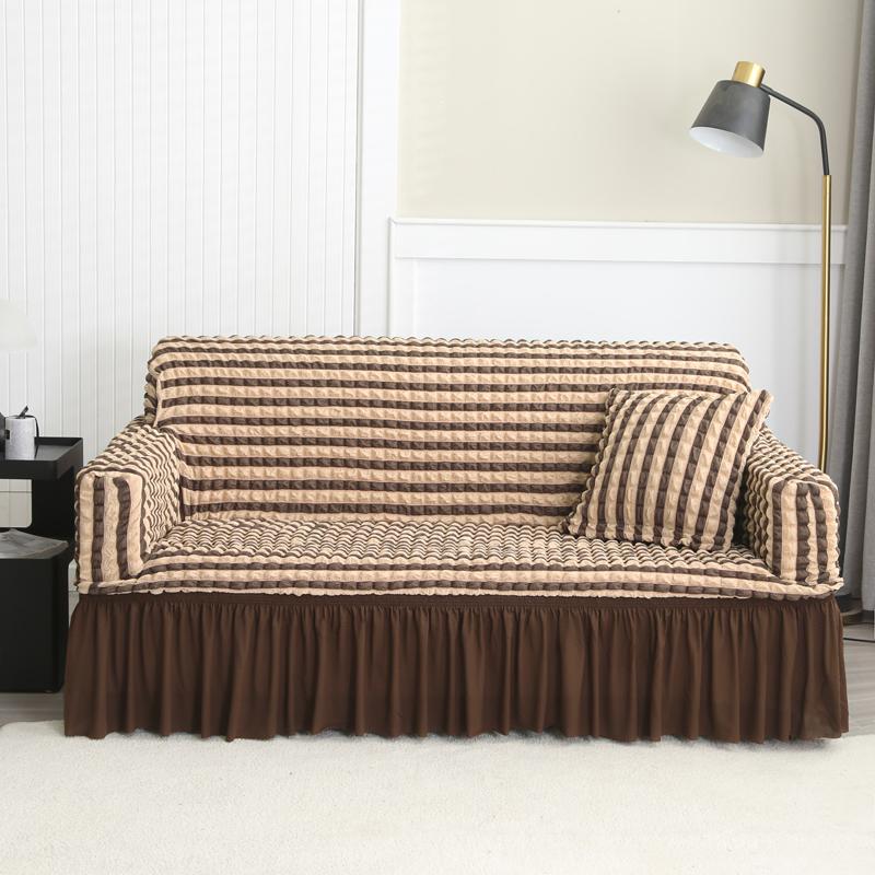LANMOLIFE High Elastic Bubble Grid Sofa Cover 1/2/3/4 with Skirt Hem, All Season Universal Pet Anti Dirt