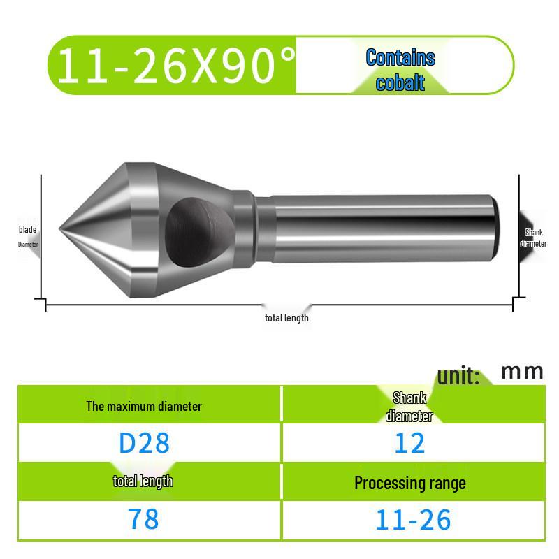 90° Straight Shank Oblique Hole Chamfering Tool with Titanium Cobalt-Plated Stainless Steel Drill Bit for Aluminum Alloy Deburring.