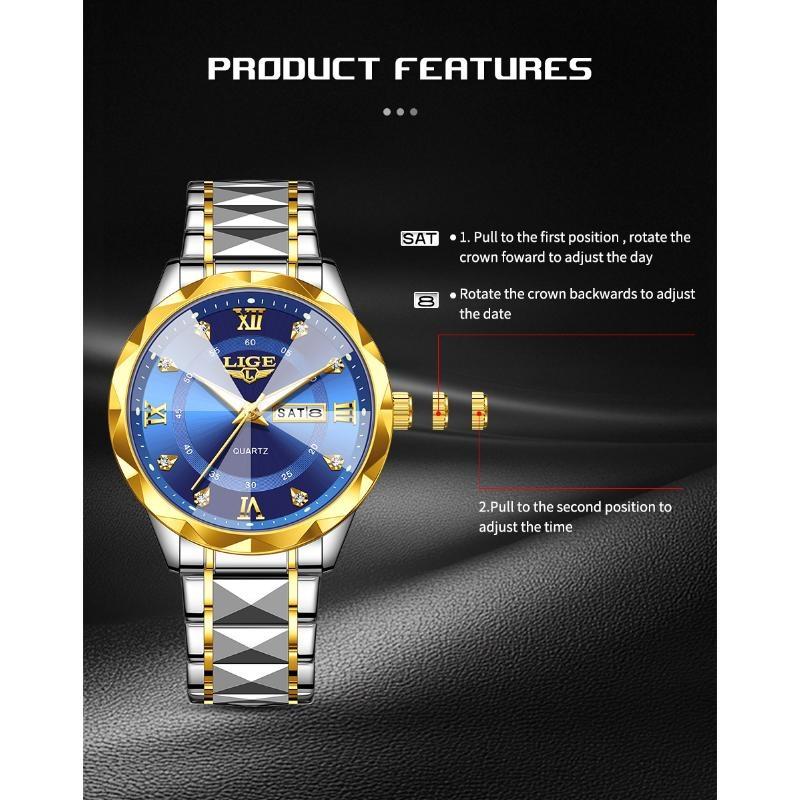 Fashion Simple Quartz Man Watch Luxury Business Steel Band Casual Sports Waterproof Date Weeks Watches