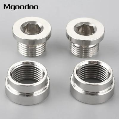 4Pcs/Set O2 Oxygen Sensor Stepped Mounting Boss and Plugs (2 Bungs + 2 Plugs) M18 X 1.5 Oxygen Sensor Fittings Steel Weld Bung