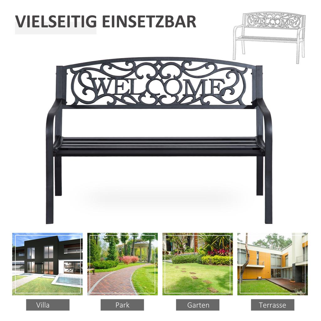 126Lx60Wx85H cm Steel Bench-Black