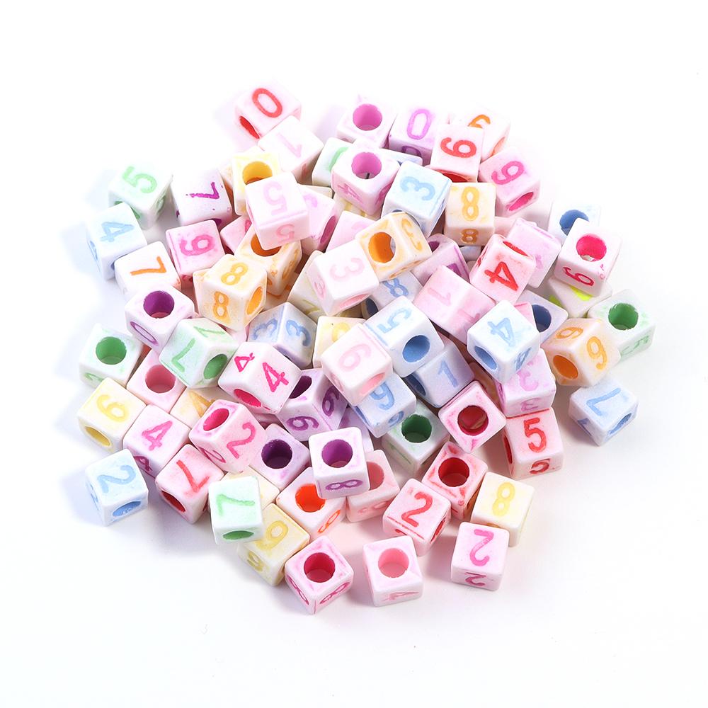 100 Stück 7mm Quadratische Acryl Buchstabenperlen Gemischtes Alphabet Lose Abstandshalterperlen Für Schmuckherstellung DIY Armbänder Halsketten Zubehör
