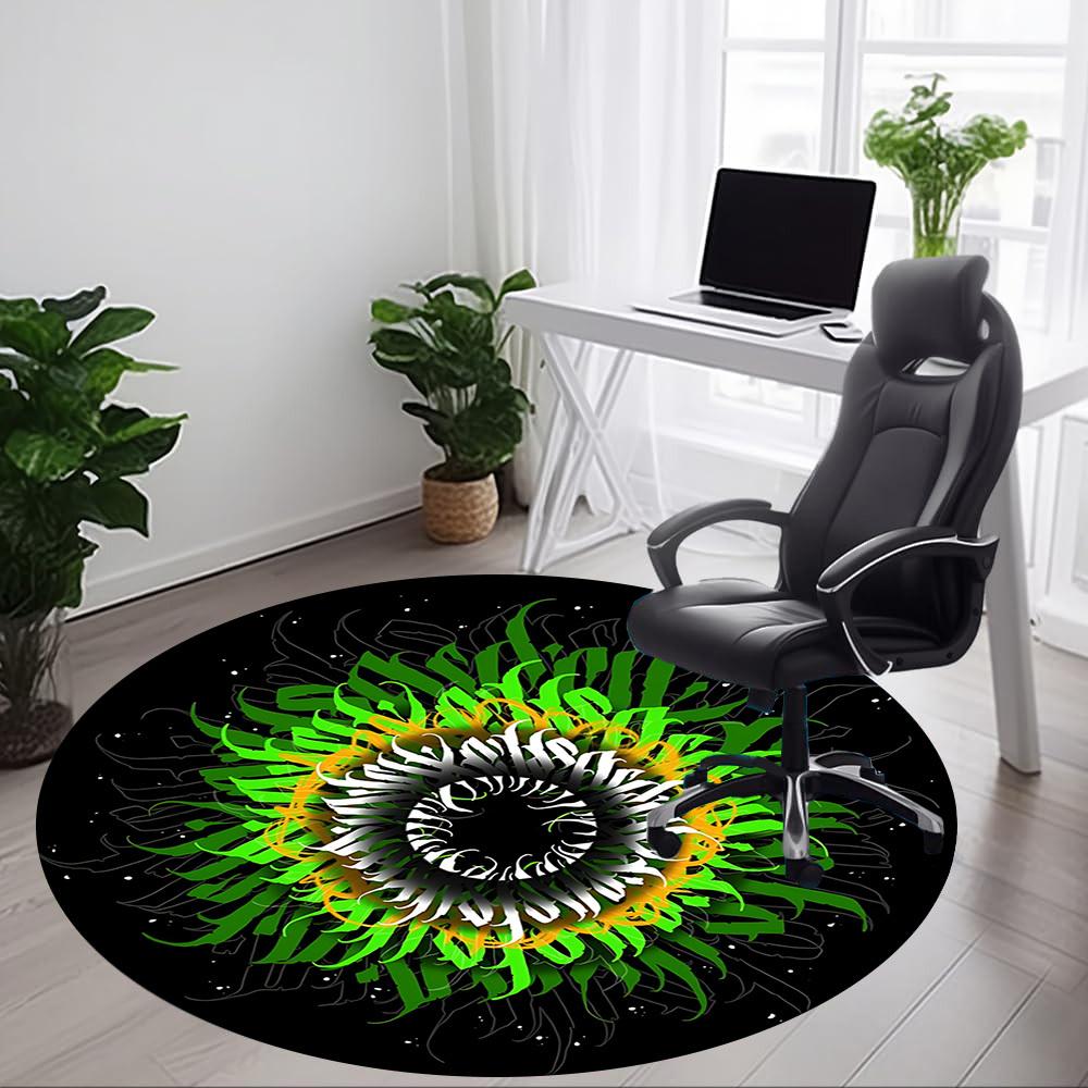 1pc Abstract Artwork Chair Carpet for Office, Round Non Slip Durable Large Size Office Carpet, Suitable for Office