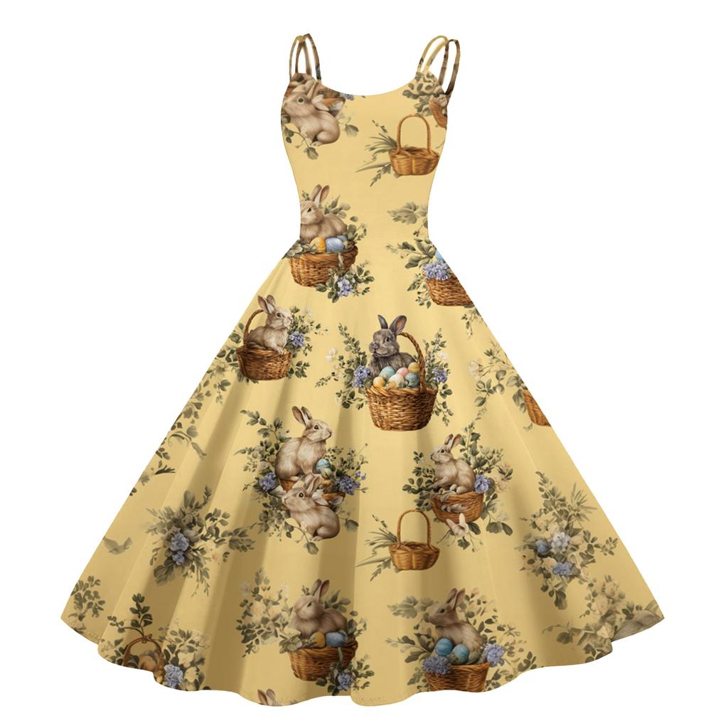 Damen Print Sexy Schulterfrei Punk Vintage Kleid