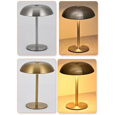 3-Color Lights Mushroom Table Lamp Stepless Dimmable Eye-Caring Light Metal Bedside Lamp Touch Control Portable LED Desk Light