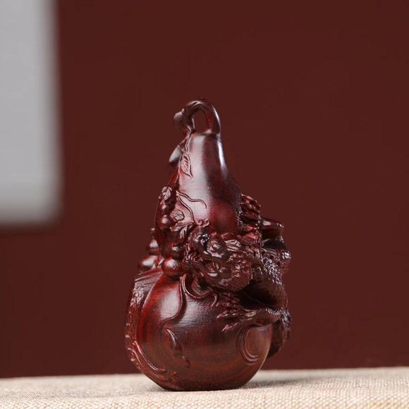 Small-Leaf Red Sandalwood Pendant: Wealth-Attracting Pixiu, Gourd, Dragon, Tortoise Design