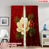 2pcs 2D Flat Printing Christmas Classic Hot Curtains Cream Flower Pine Branch Digital Printed Polyester Drapes Family Party for