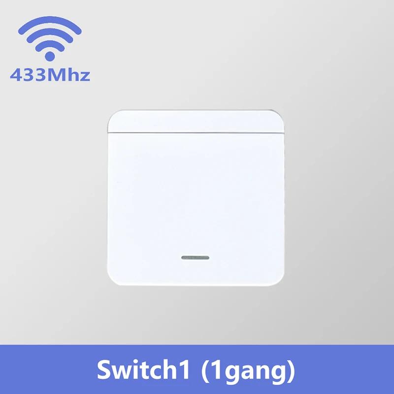 RF 433MHz Smart Switch 16A Lamp Relay Receiver 2-Way Remote Control 1/2/3 Gang Wall Switch Round Panel Mini Transmitter DIY Home