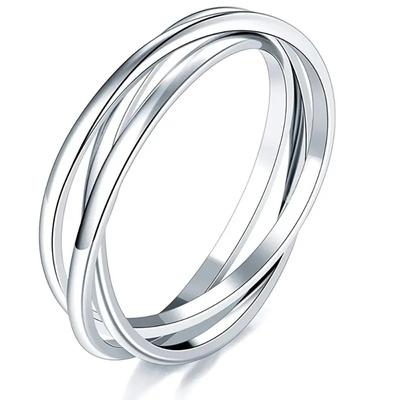2.Huitan Kreatives 3-Ringe-Set Metall Silberfarben Hochzeitszubehör für Frauen Moderne Modische Damenringe Statement-Schmuck
