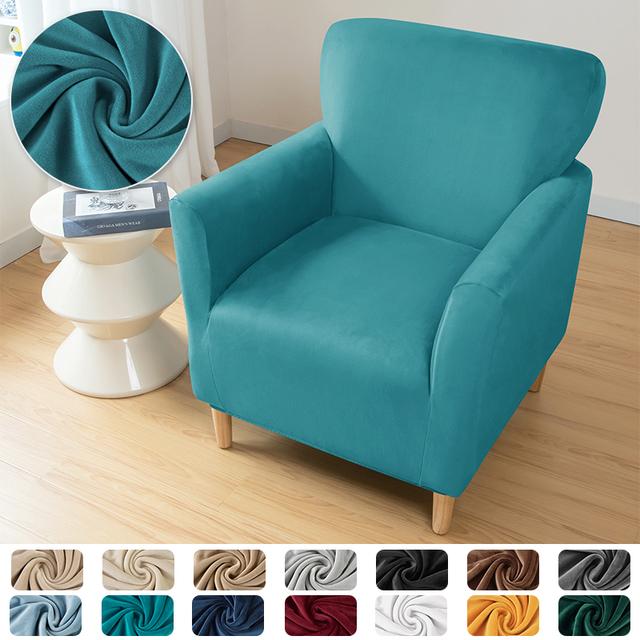 Velvet Tub Sofa Cover For Living Room Elastic Club Armchair Slipcovers Stretch Single Couch Chair Covers Home Bar Counter Hotel