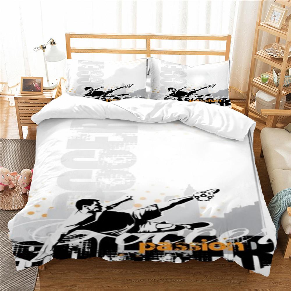 3D Football Print pościel garnitur pocieszyciel poszwa na kołdrę narzuta na łóżko zestaw z mikrofibry pojedyncza podwójna poszewka typu King Size