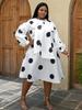Lockere Kleider für elegante Frauen, Fliege, O-Ausschnitt, gepunktet, A-Linie, Midi-Länge, für Bürodamen, lässig, für Abend, Geburtstag, Party