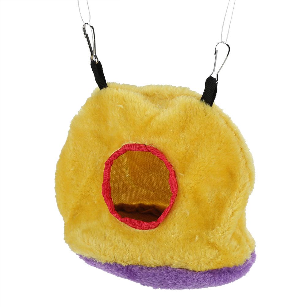 Windproof Warm Plush Hammock ing Swing Bed Cave for Pet Bird Yellow S