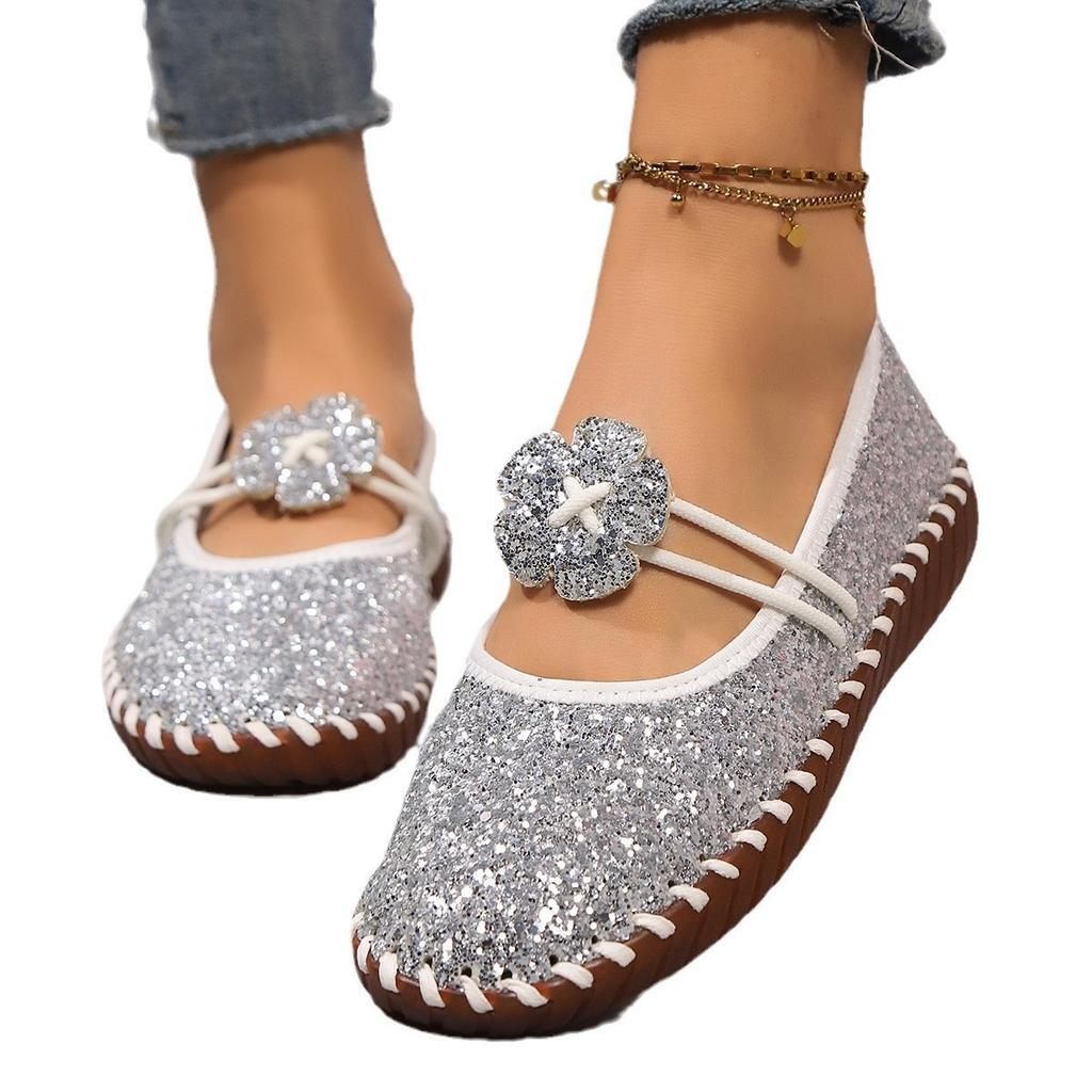 European and American large-size hand-sewn soft-soled casual single shoes, new graffiti breathable lazy