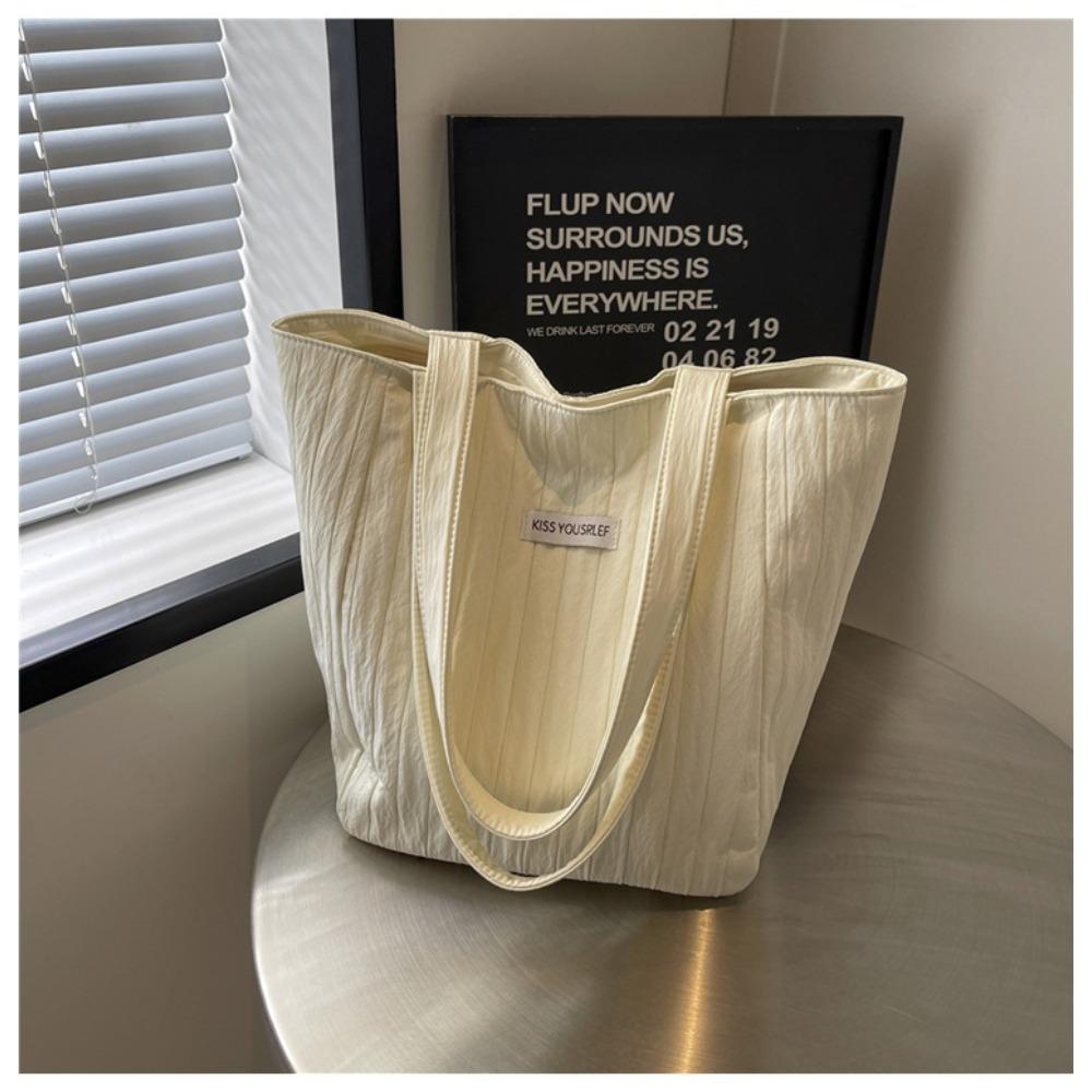 Large capacity women's shoulder tote bag ins versatile fashion simple striped casual underarm bag