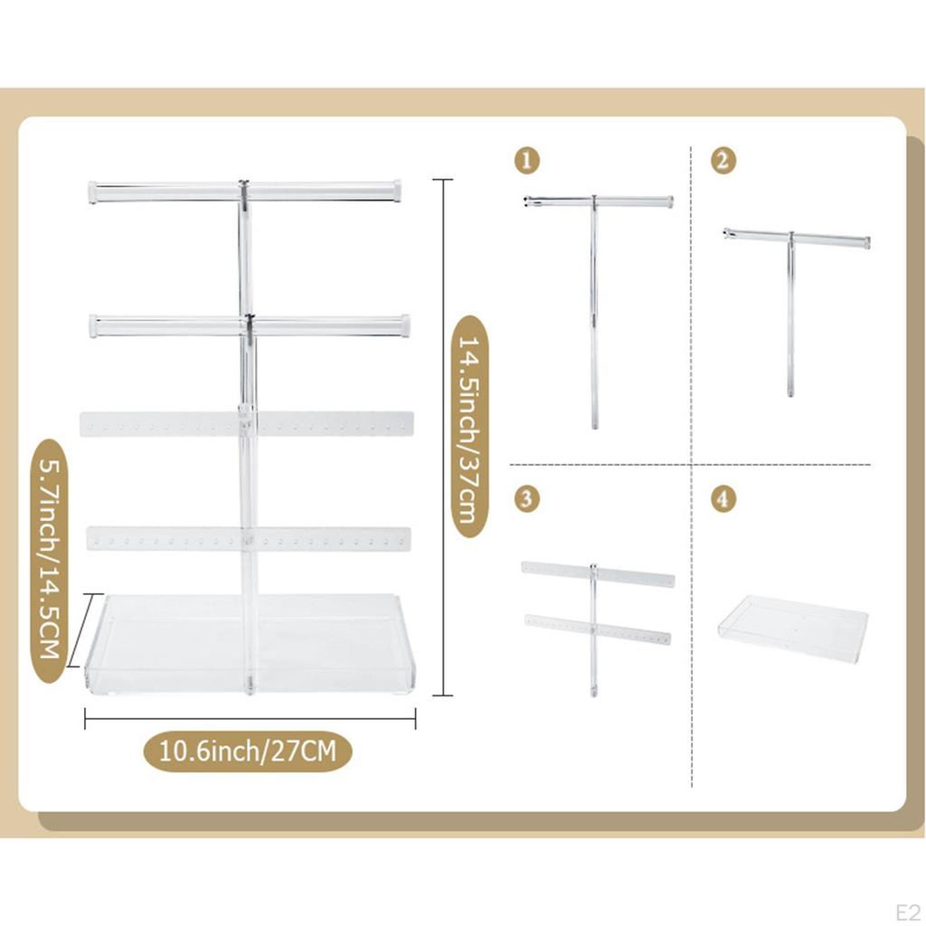 Jewelry Stand Organizer Transparent with Tray Home Decor Holder Shelf for