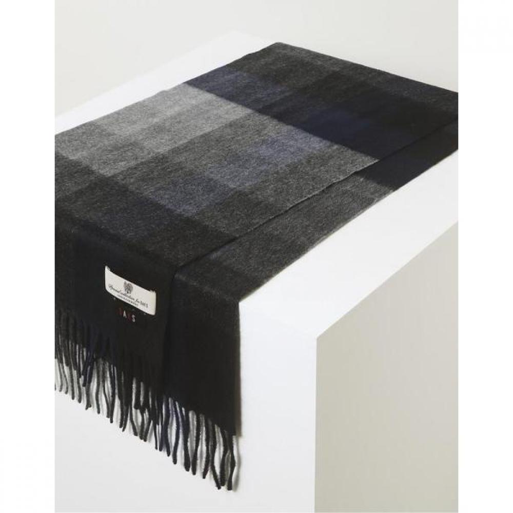 Daks Unisex Cashmere 100  Scarf Navy Check Dbmu2f703