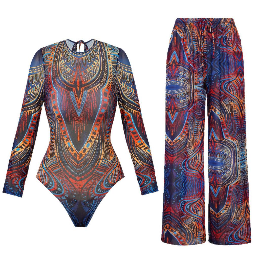 Intelligenter Badeanzug Russischer Stil Damen Sonnenschutz Einteiliger Badeanzug mit langen Hosen