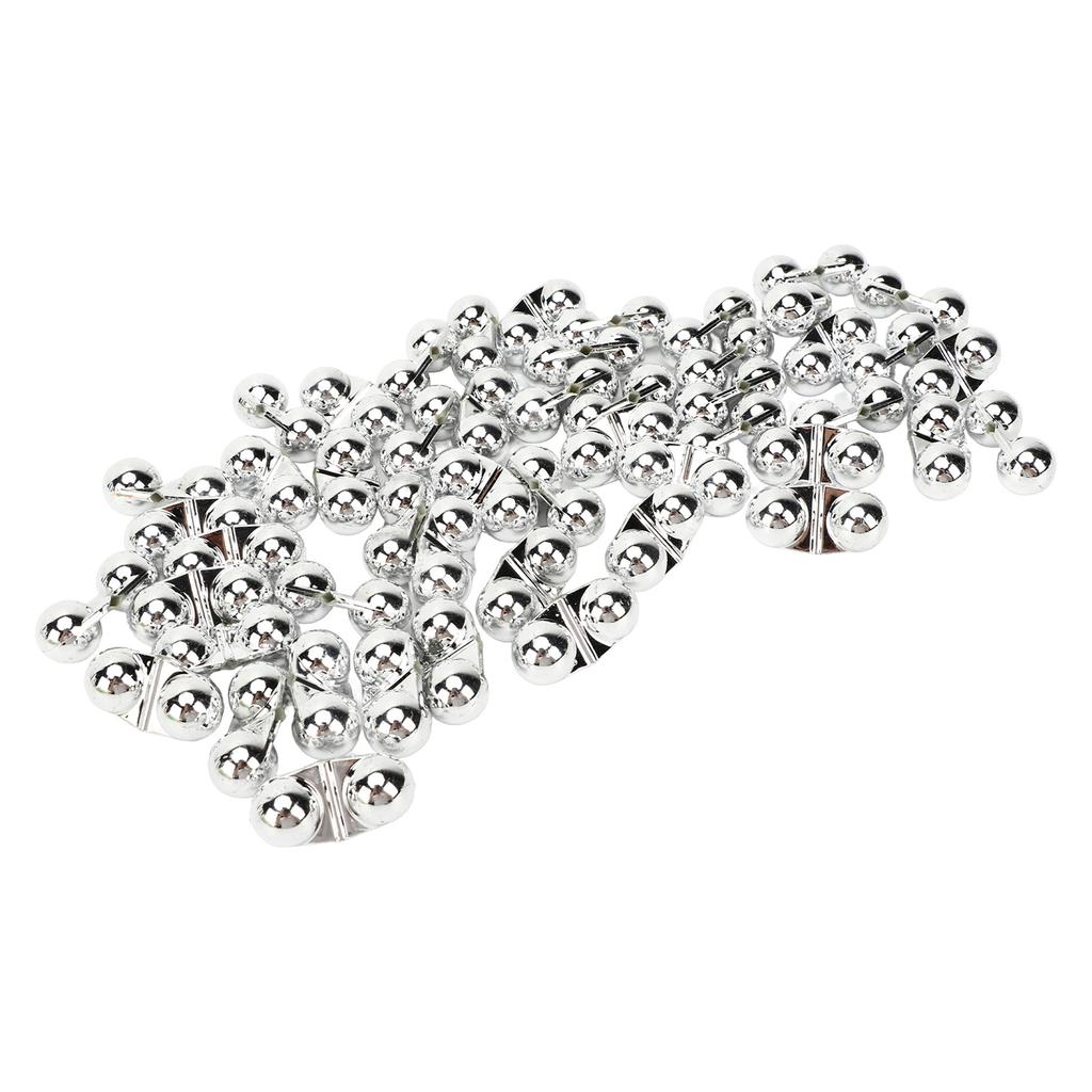 50PCS Fishing Double Rattle Metal Sea Fishing Attractor Bell Beads with Plastic Case for Luring Fish Silver