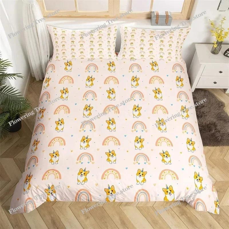 Lovely Baby Elephant Flowers Duvet Cover Set Cute Cartoon Animals Bedding Set Giraffe Quilt Cover Twin Full For Girls Boys Gift