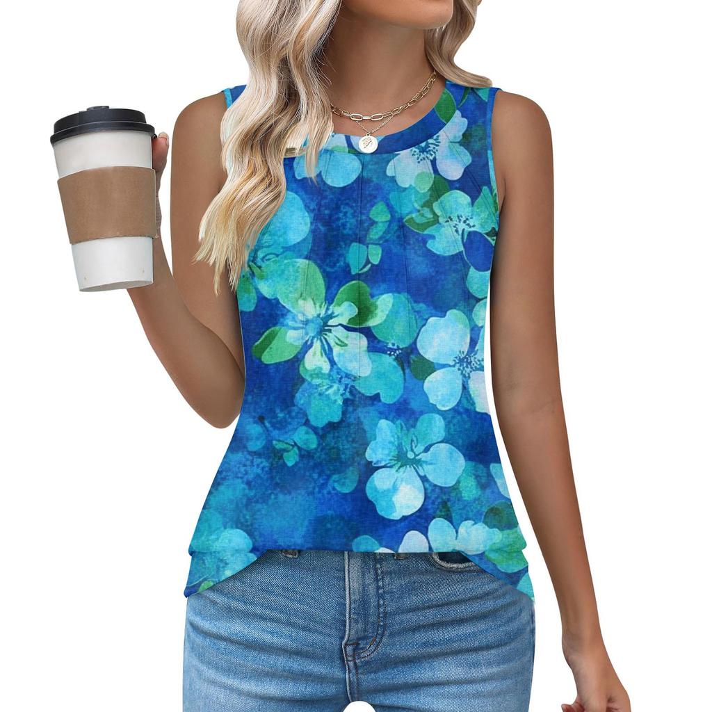 Womens Casual O Neck Loose  Sleeveless Top T-shirt  Summer Tank Tops For Women Tank Camisole Sleeveless Basic Tops