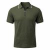 Men's Heavyweight Vintage Loose Jacquard Zip Short Sleeve Polo Shirt.