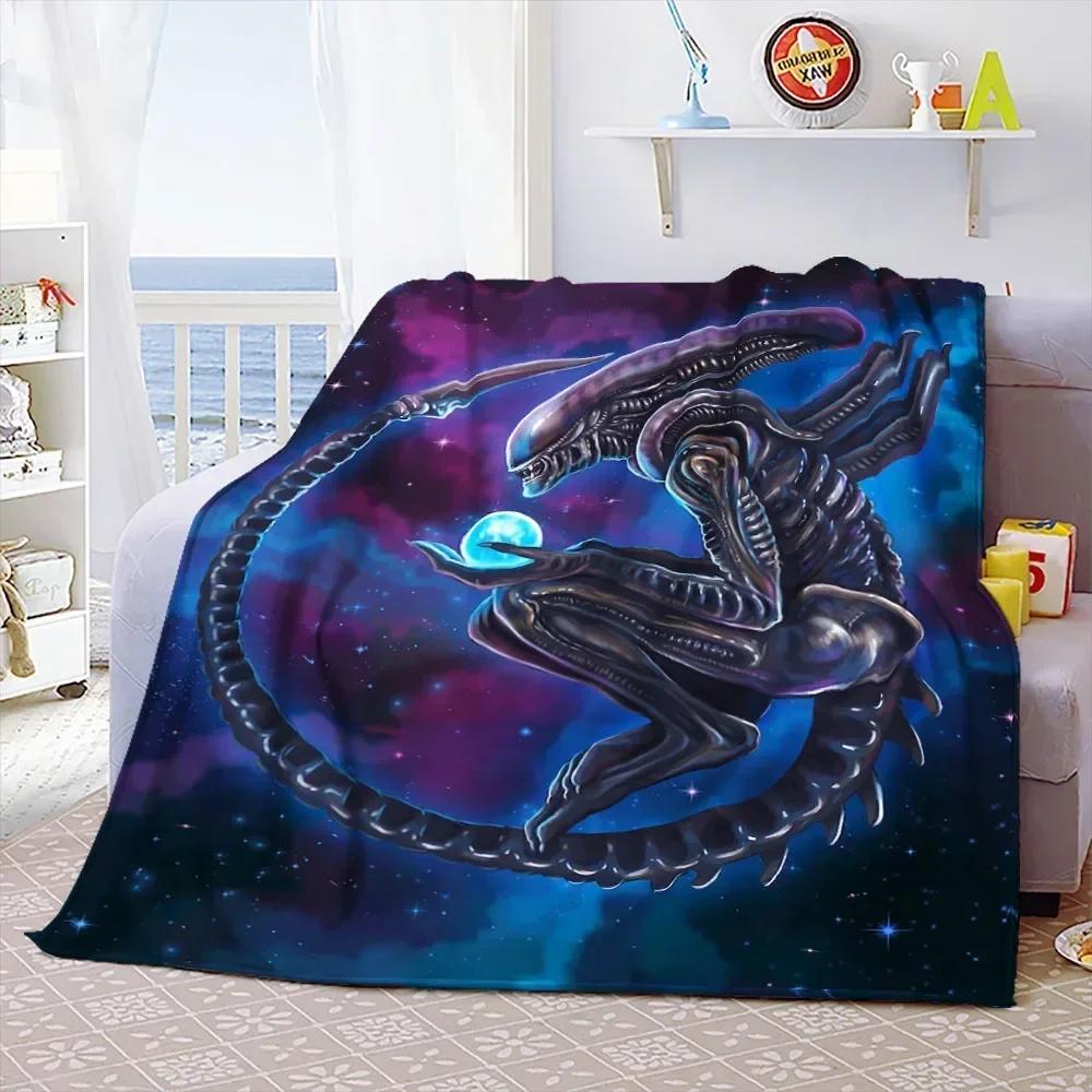 Weiche Überwurfdecke aus dem Film „Aliens“, Weltraummonster, bedruckt, Tagesdecke, Sofa-Couch-Bezüge, Reise-Camping-Decke, Geschenk für Kinder und Erwachsene