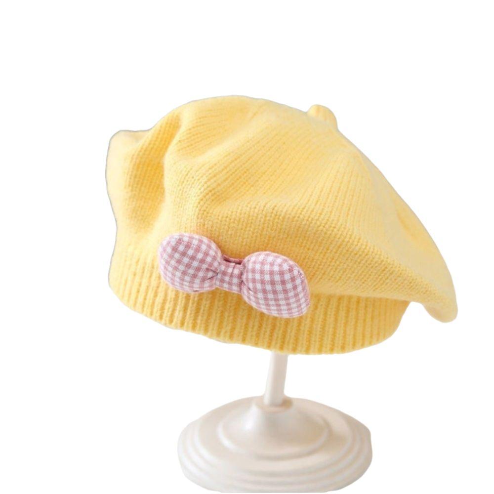 Teplé pletené čepice Roztomilý baret s mašlí Módní čepice Beanie Podzim Zima