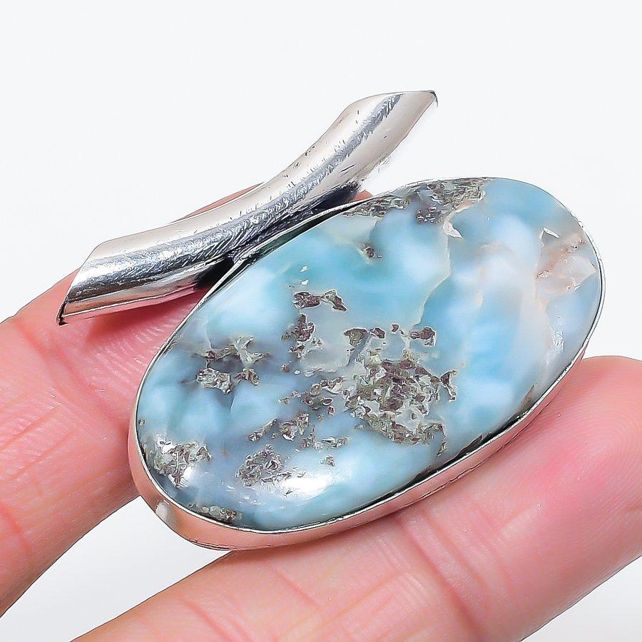 

Натуральный Ларимар Драгоценный камень Ручная работа 925 Стерлинговое серебро Ювелирная подвеска 1,22 I3F28