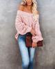 Autumn and winter new Temu hot-selling word shoulder loose knitted sweater solid color pullover sweater women