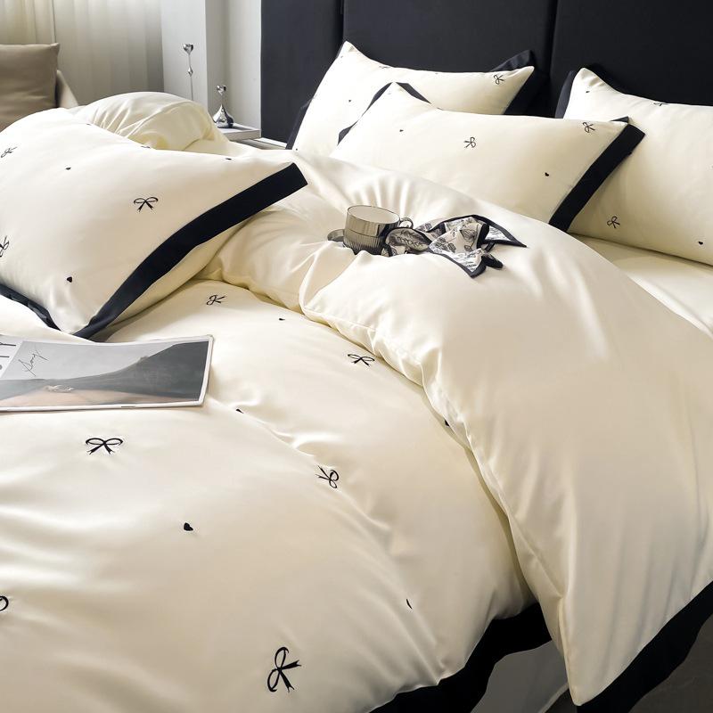 2024 A-Class Silk Tencel 4-Piece Luxury Duvet Cover Set with Embroidery – Princess Style