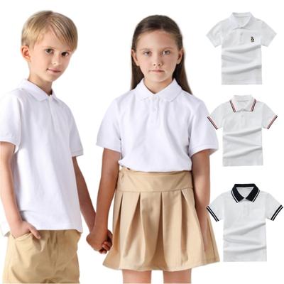 Children's Short SLEEVE Summer Children's Wear Middle Large Children's T-shirt Cotton Stripe Polo Shirt
