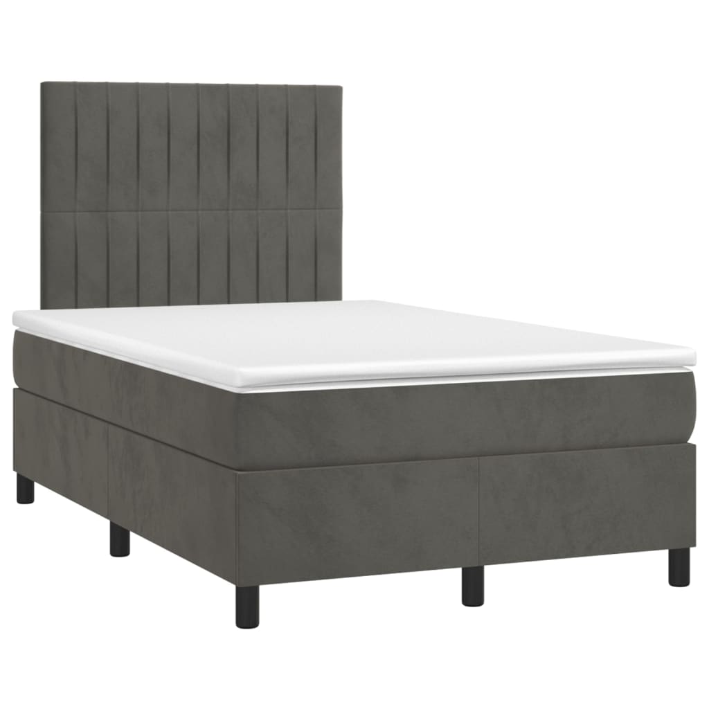 Vidaxl Letto Continentale Con Materasso, Grigio Scuro, 120X190Cm Velluto
