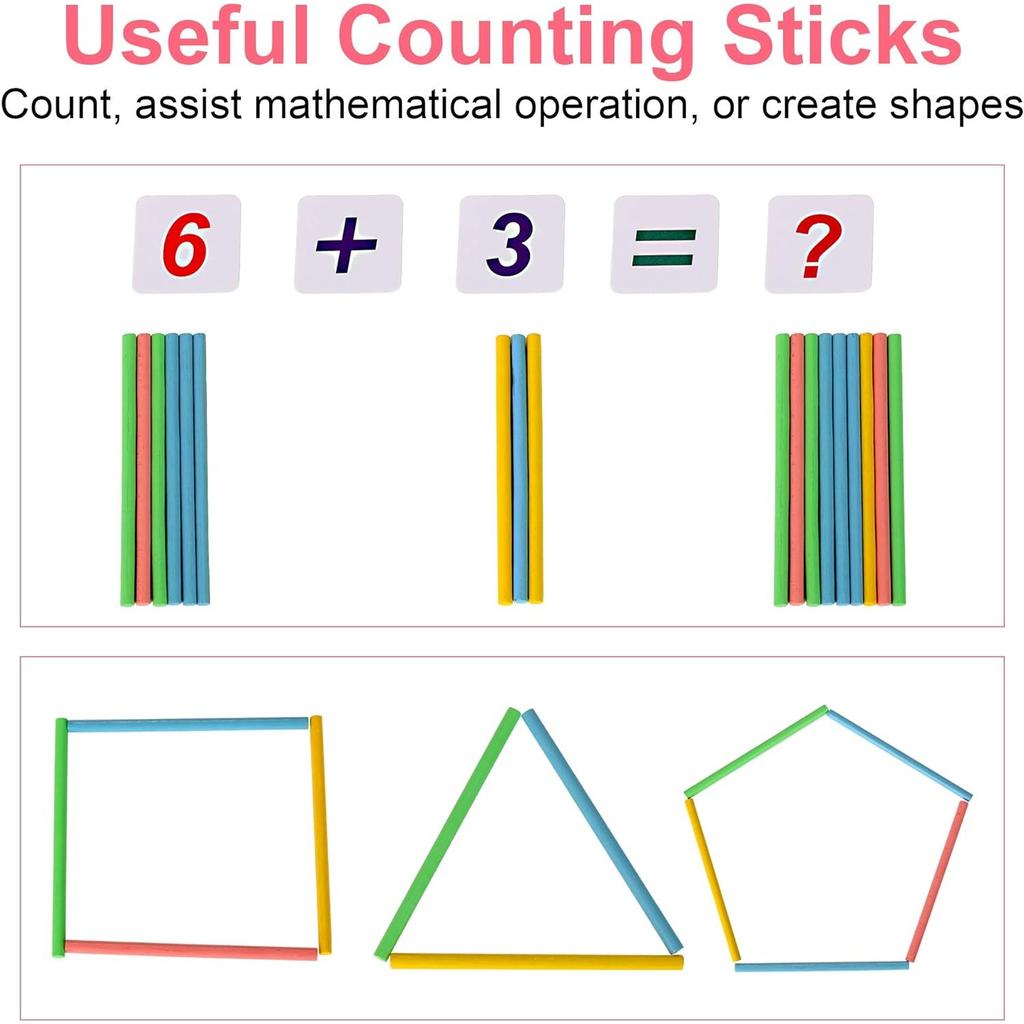 Primary School Abacus Calculation Slider with 100 Beads/Counting Sticks/Number Alphabet Cards Educational Toy Gift for Children Counting Frame