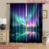 2D Flat Printing 2pcs Window Treatment Curtains Aurora Night Lake Trees Digital Printed Polyester Drapes Birthday Party Use for