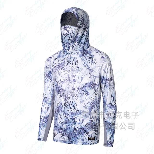 Men's sunscreen clothing summer UV protection breathable quick drying outdoor fishing clothing Luya fishing clothing hooded with mask