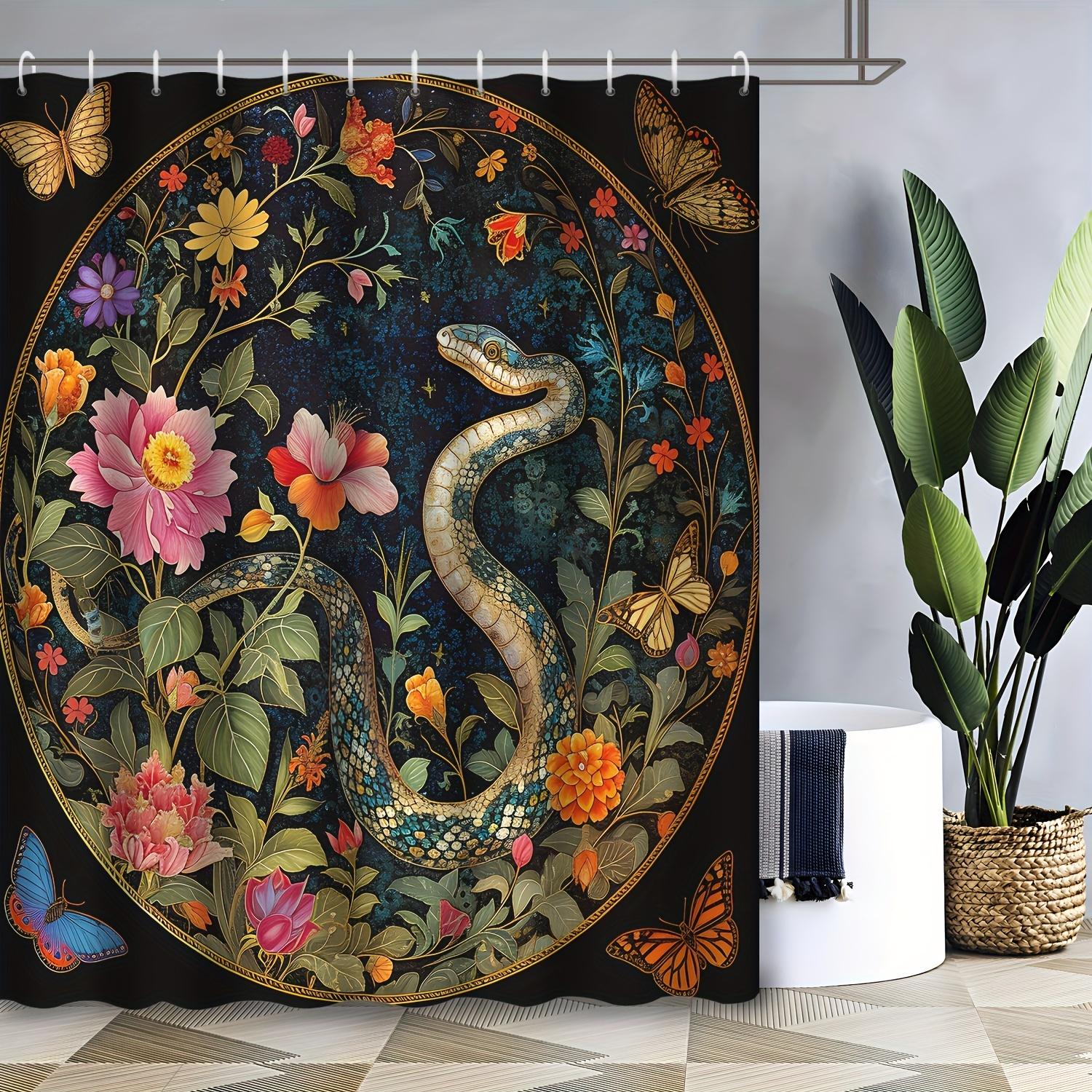

Mysterious Garden Shower Curtain - Flower Room Snake Wall Hanging Living Room, Bedroom Decoration - Charming W60H190(CM)-1 Pcs