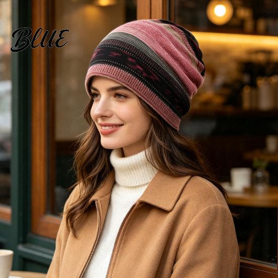 Versatile Lazy Style Hair Tie Women's Geometry Print Slouchy Hat Casual Soft Stretch Skull Colorful Geometric Pattern Hat Cap Warm Cancer