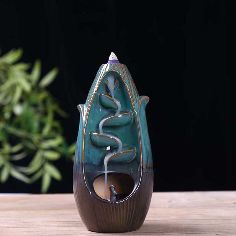 Ceramic Backflow Incense Burner Flow Smoke Indoor Backflow Incense Burner Aromatherapy Ornaments