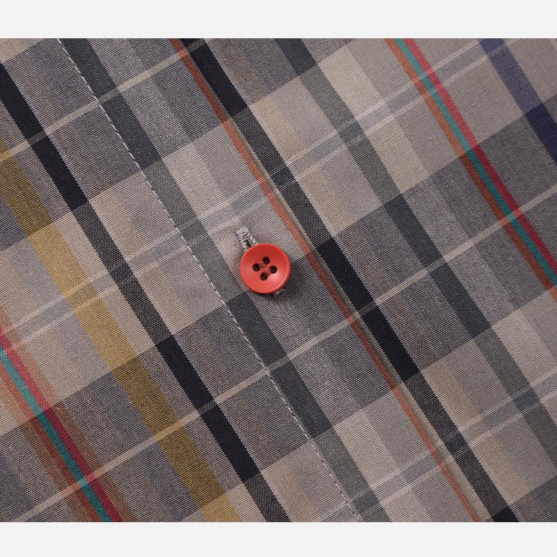 Women's Plaid Color Weave Pima Cotton Button-Up Long Sleeve Shirt - Autumn/Winter Collection, Style FSY51266