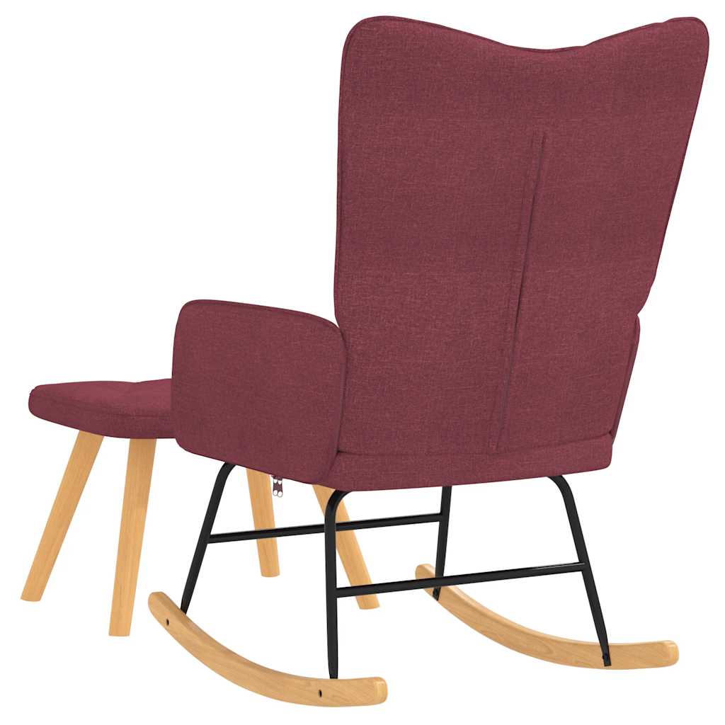 Rocking Chair with Ottoman Fabric Burgundy