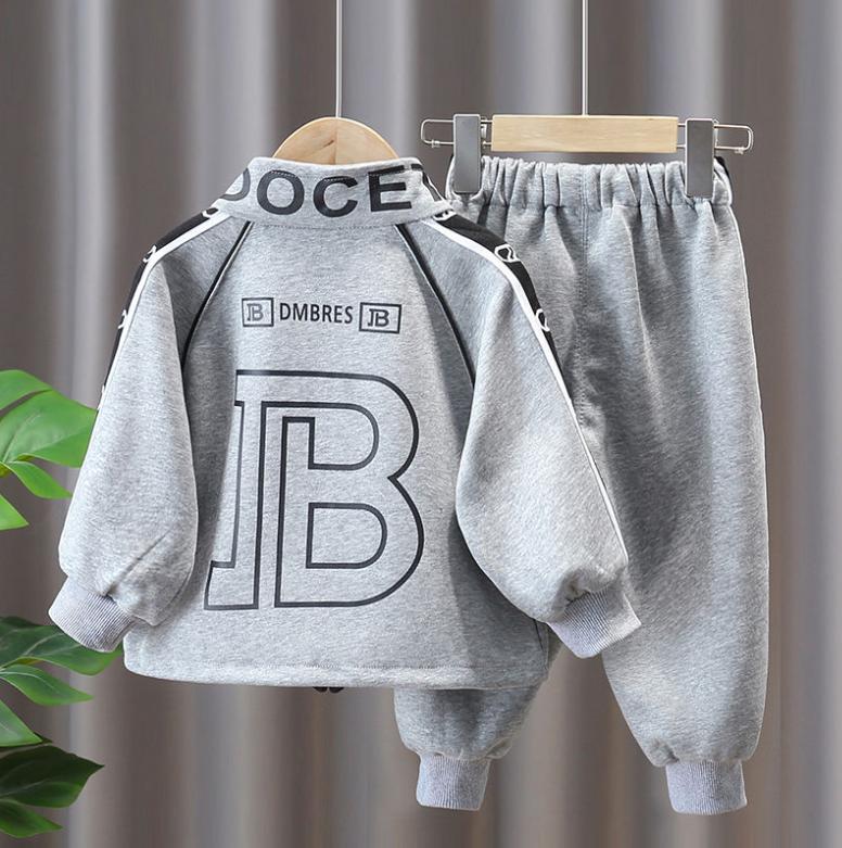 Frühlings- und Herbstanzug für Kinder, lässige Sportbekleidung, zweiteiliges Set mit Buchstabendruck