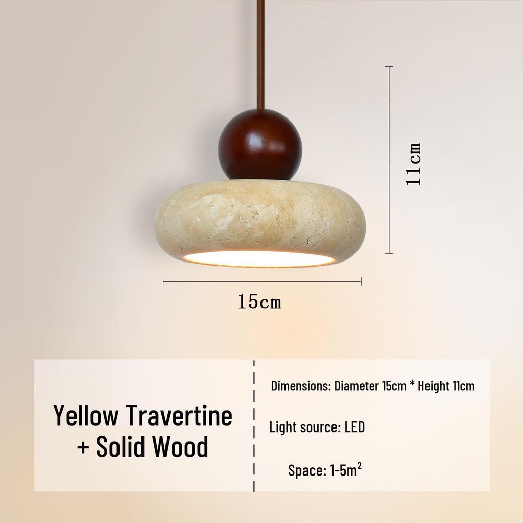 Zhongshan Wabi-Sabi Retro Pendant Light: Vintage Yellow Travertine for Bedroom, Bar, or Homestay Decor.